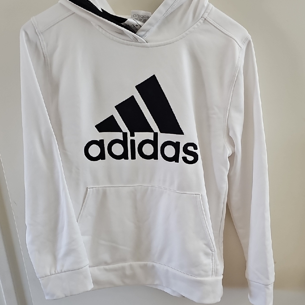 Adidas White Hoodie with Black Emblem